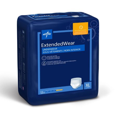 Medline Unisex Adult Absorbent Underwear Protection Plus® Overnight Pull On with Tear Away Seams X-Large Disposable Heavy Absorbency - Case of 48 - MSC53600-CS
