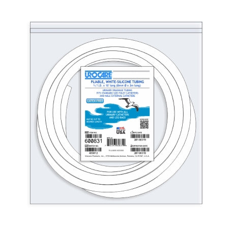 Urocare Products Male External Catheter Tubing Uro-Con® White, Silicone, NonSterile, 0.31 Inch I.D. X 10 ft Long - Each - 600831-EA