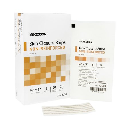 McKesson Skin Closure Strip McKesson 1/8 X 3 Inch Nonwoven Material Flexible Strip Tan - Case of 200 - 3000-CS