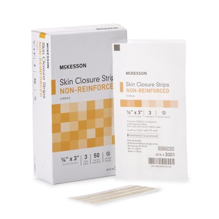 McKesson Skin Closure Strip McKesson 1/4 X 3 Inch Nonwoven Material Flexible Strip Tan - Case of 200 - 3001-CS