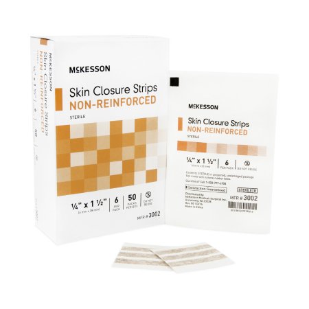 McKesson Skin Closure Strip McKesson 1/4 X 1-1/2 Inch Nonwoven Material Flexible Strip Tan - Case of 200 - 3002-CS