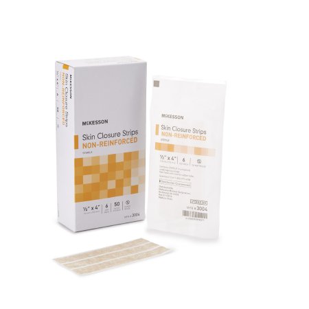 McKesson Skin Closure Strip McKesson 1/2 X 4 Inch Nonwoven Material Flexible Strip Tan - Pack of 1 - 3004-PK