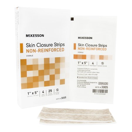 McKesson Skin Closure Strip McKesson 1 X 5 Inch Nonwoven Material Flexible Strip Tan - Pack of 1 - 3005-PK