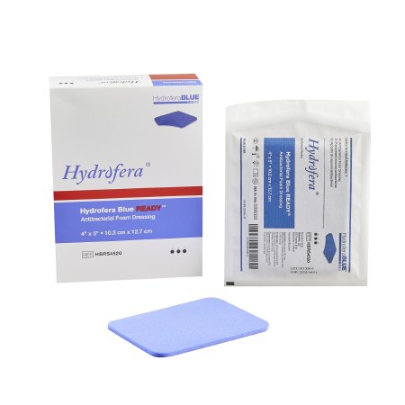 Hydrofera Antibacterial Foam Dressing Hydrofera BLUE® READY 4 X 5 Inch Without Border Without Film Backing Nonadhesive Rectangle Sterile - Each - HBRS4520-EA