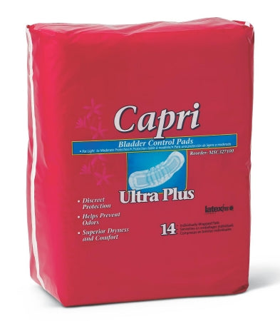 Medline Bladder Control Pad Capri 13 Inch Length Light Absorbency Polymer Core One Size Fits Most - Case of 126 - MSC327100-CS