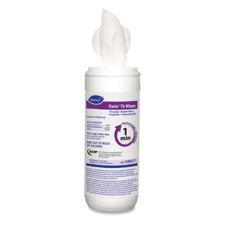 Lagasse Diversey™ Oxivir® Tb Surface Disinfectant Cleaner Premoistened Alcohol Based Manual Pull Wipe 60 Count Canister Cherry Almond Scent NonSterile - Case of 720 - DVO5388471-CS