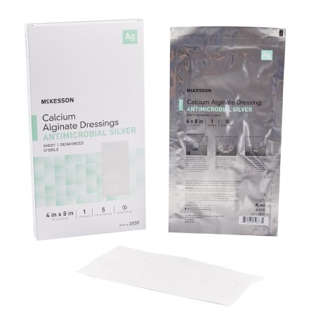 McKesson Silver Alginate Dressing McKesson 4 X 8 Inch Rectangle Sterile - Box of 5 - 3559-BX