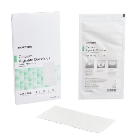 McKesson Alginate Dressing McKesson 4 X 8 Inch Rectangle - Box of 5 - 3563-BX