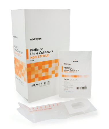 McKesson Pediatric Urine Collection Bag McKesson 200 mL (7 oz.) Adhesive Closure Unprinted NonSterile - Each - 4822-EA