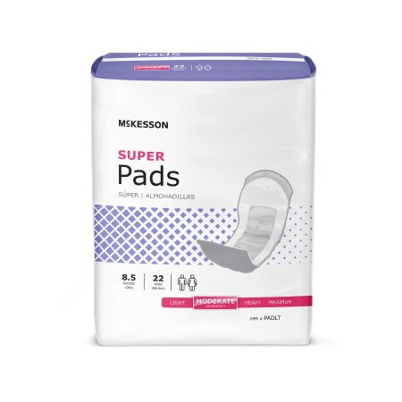McKesson Bladder Control Pad McKesson Super 8-1/2 Inch Length Moderate Absorbency Polymer Core One Size Fits Most - Case of 6 - PADLT-CS