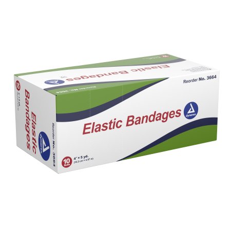 Dynarex Elastic Bandage Dynarex® 4 Inch X 4-1/2 Yard Clip Detached Closure Tan NonSterile Standard Compression - Case of 50 - 3664-CS