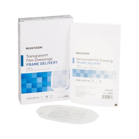 McKesson Transparent Film Dressing McKesson 4 X 4-3/4 Inch Frame Style Delivery Octagon Sterile - Box of 50 - 4986-BX