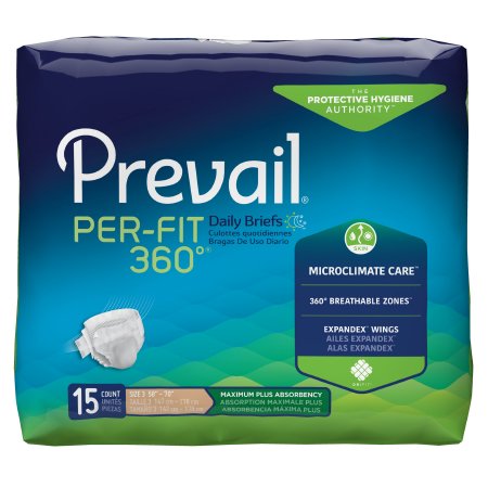 First Quality Unisex Adult Incontinence Brief Prevail® Per-Fit 360°™ X-Large Disposable Heavy Absorbency - Case of 60 - PFNG-014-CS
