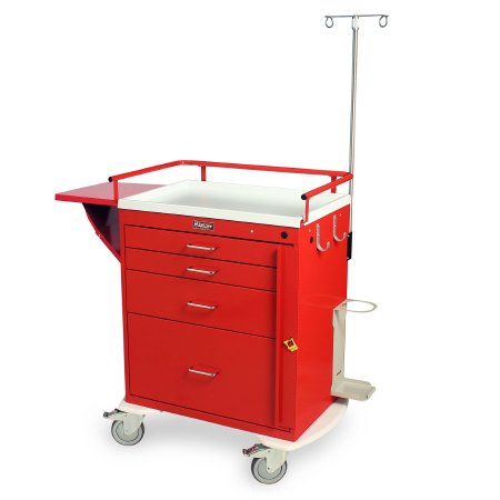 Harloff Emergency Cart Model 6301 Steel Red (2) 3 Inch, (1) 6 Inch, (1) 12 Inch Drawers - Each - 6301-EA