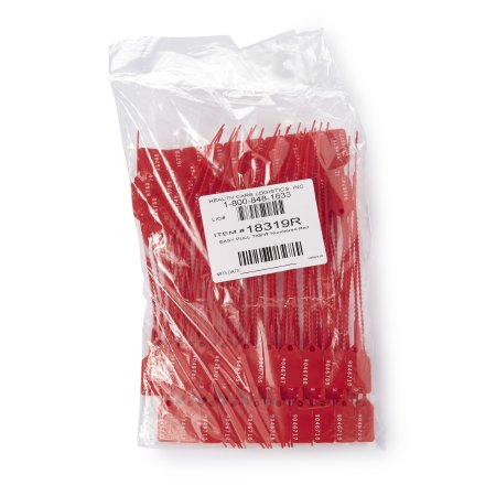 Health Care Logistics Easy Pull-Tight Seal Health Care Logistics Consecutively Numbered Red Polypropylene 8-7/8 Inch - Box of 100 - 18319R-BX