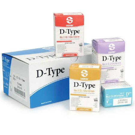 Lhasa OMS Acupuncture Needle Seirin® 3 Japanese Gauge 15 mm Length D-Type - Box of 100 - SD.20X15-BX