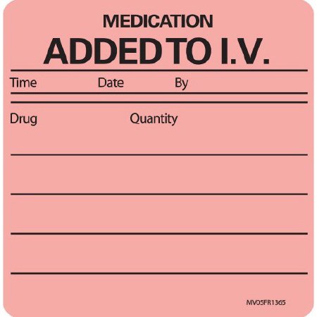 Precision Dynamics Pre-Printed Label Anesthesia Label Red - Pack of 400 - MV05FR1365-PK