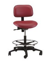 The Brewer Company Industrial Stool Task Series Contoured Backrest Pneumatic Height Adjustment 5 Casters Agate Blue - Each - VT-3-EAA-C-LV003-EA