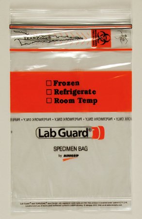 Health Care Logistics Biohazard Specimen Bag Lab Guard® Clear Bag Polyethylene 6 X 9 Inch - Box of 100 - 9513-BX
