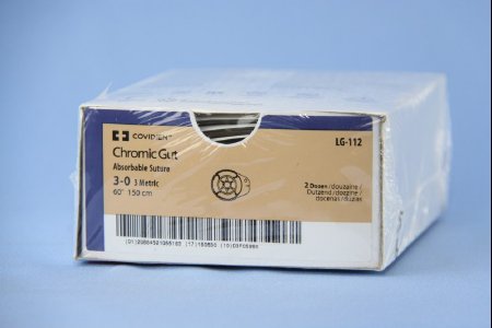 Covidien Absorbable Ligating Reel with Suture Chromic Gut Size 3-0 - Box of 24 - LG-112-BX