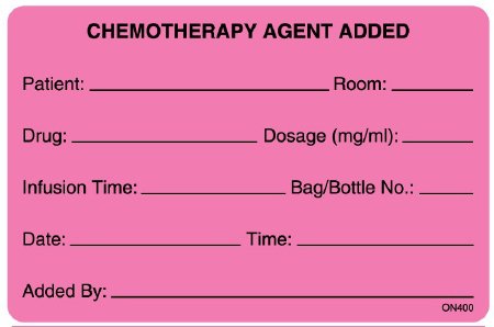 United Ad Label Pre-Printed Label UAL™ Warning Label Pink Paper Chemotherapy Agent Added Black Biohazard 2-5/8 X 4 Inch - Roll of 242 - ULON400-RL