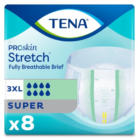 Essity HMS North America Inc Unisex Adult Incontinence Brief TENA ProSkin Stretch™ Super 3X-Large Disposable Heavy Absorbency - Pack of 8 - 61391-PK