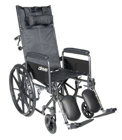Drive Medical Reclining Wheelchair drive™ Silver Sport Dual Axle Full Length Arm Black Upholstery 20 Inch Seat Width Adult 350 lbs. Weight Capacity - Each - SSP20RBDFA-EA