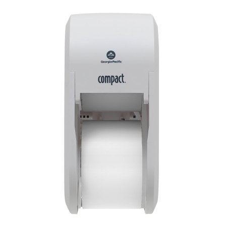 Georgia Pacific Toilet Tissue Dispenser Compact® Translucent White Stainless Steel Manual 2 Rolls Vertical Mount - Each - 56767A-EA