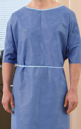 Graham Medical Products Patient Exam Gown One Size Fits Most Blue Disposable - Case of 50 - 65336-CS