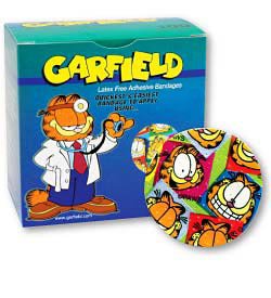 Medibadge Adhesive Spot Bandage 7/8 Inch Plastic Round Kid Design (Garfield) Sterile - Box of 100 - AB72-BX