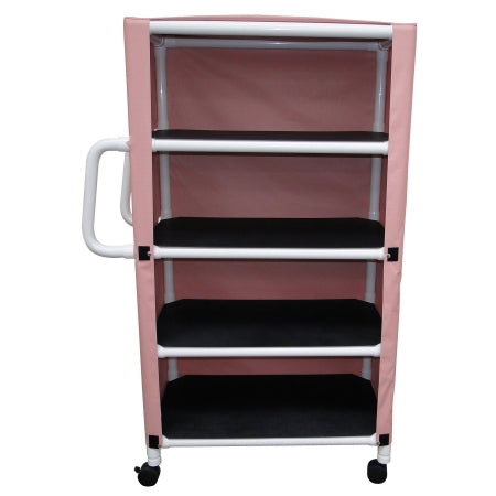 MJM International Linen Cart with Cover 4 Shelves 100 lbs. per Shelf Weight Capacity PVC 3 Inch Twin Casters - Each - 332-4C-EA