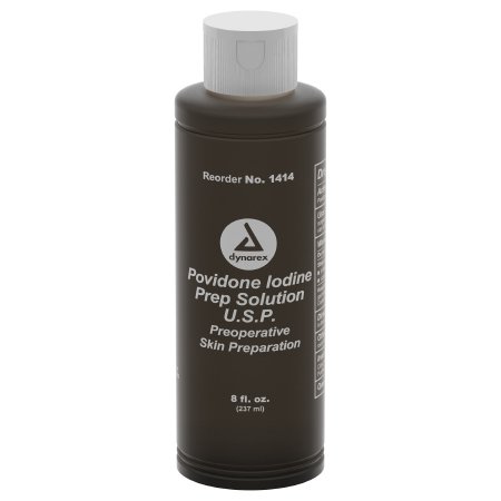 Dynarex Skin Prep Solution Dynarex 8 oz. Bottle 10% Strength Povidone-Iodine NonSterile - Each - 1414-EA