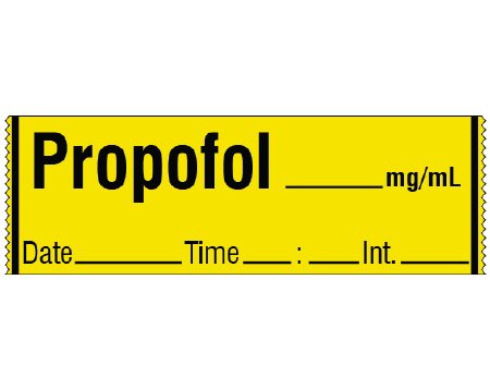 Shamrock Scientific Drug Label Shamrock Anesthesia Label PROPOFOL _____ mg / mL / Date _____ Time _____ Int. _____ Yellow 1/2 X 1 Inch - Roll of 1 - SA-205-DTI-RL