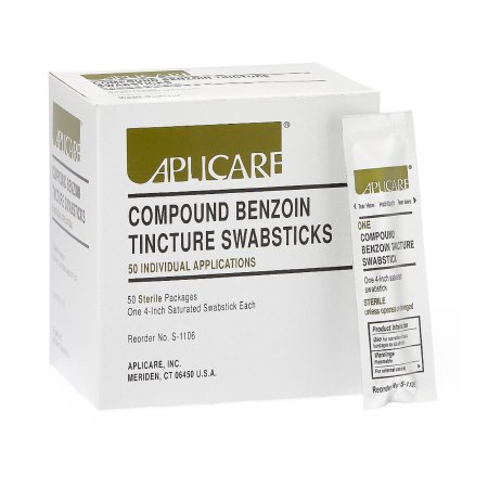 Sklar Impregnated Swabstick Aplicare® 60 to 90% Strength Ethyl Alcohol / Compound Benzoin Tincture Individual Packet Sterile - Each - 96-7624-EA