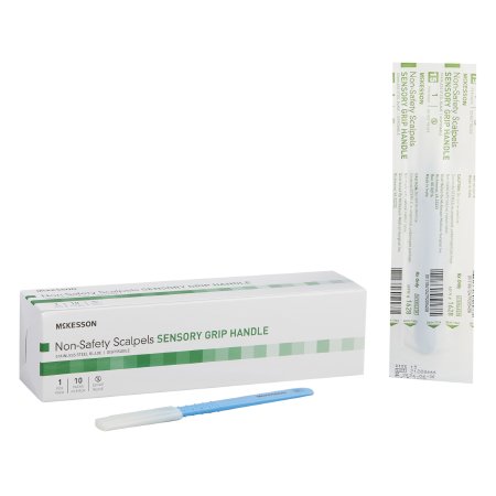 McKesson Scalpel McKesson No. 15 Stainless Steel / Plastic Sensory Grip Handle Sterile Disposable - Case of 100 - 1628-CS
