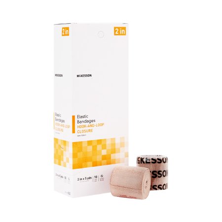 McKesson Elastic Bandage 2 Inch X 5 Yard Hook and Loop Closure Tan NonSterile Standard Compression - Case of 5 - 052-CS
