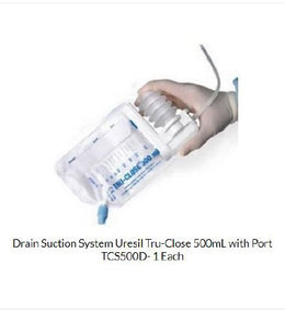 Uresil LLC Suction Drainage Bag Tru-Close® 500 mL Dual Anti-Reflux Barrier - Each - TCS500D-EA