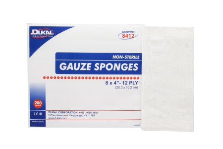 Dukal Gauze Sponge Dukal™ 4 X 8 Inch 200 per Pack NonSterile 12-Ply Rectangle - Case of 2000 - 8412-CS