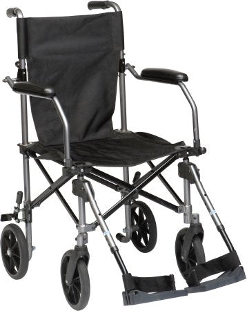Drive Medical Transport Chair Travelite Aluminum Frame 250 lbs. Weight Capacity Desk Length / Flip Back / Padded Arm Gum Metal Upholstery - Each - TC005GY-EA
