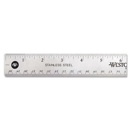 Westcott® Stainless Steel Office Ruler With Non Slip Cork Base, Standard/Metric, 12" Long - Each - ACM-10415-EA