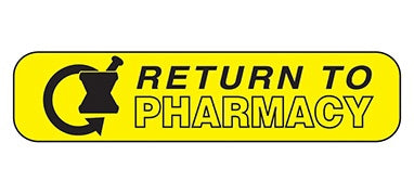 Health Care Logistics Pre-Printed Label Indeed Auxiliary Label Yellow Paper Return To Pharmacy Black Safety and Instructional 3/8 X 1-5/8 Inch - Each - 2051-EA