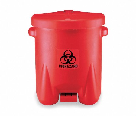 Grainger Biohazard Waste Container EAGLE Red Base 21 X 18 X 22 Inch Horizontal / Vertical Entry 14 Gallon - Each - 4RF69-EA