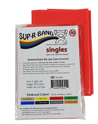 Fabrication Enterprises Exercise Resistance Band Sup-R Band® Red 5 Inch X 5 Foot Light Resistance - Box of 30 - 10-6302-30-BX