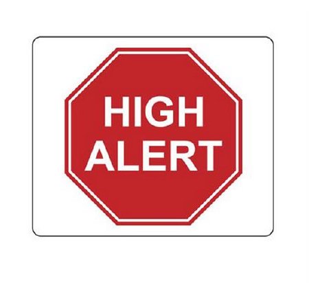 Market Lab Inc Pre-Printed Label Warning Label Red Paper High Alert White Alert Label 3 X 3.625 Inch - Pack of 25 - 4650-PK