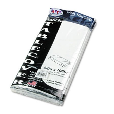 Tablemate® Table Set Rectangular Table Cover, Heavyweight Plastic, 54" x 108", White, 6/Pack - Pack of 1 - TBL-549WH-PK