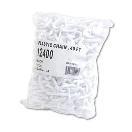 Tatco Crowd Control Stanchion Chain, Plastic, 40 ft, White - Each - TCO-12400-EA