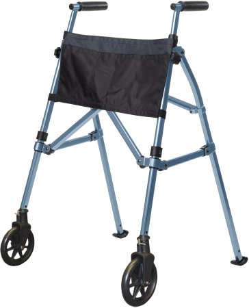 Stander Folding Walker with Wheels Adjustable Height EZ Fold-N-Go Aluminum Frame 400 lbs. Weight Capacity 32 to 38-1/2 Inch Height - Box of 1 - 4300-CB-BX