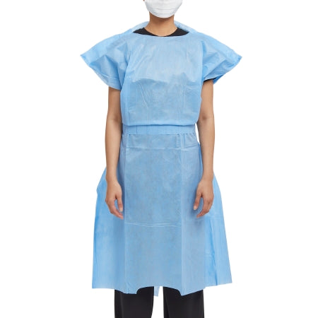 O&M Halyard Inc Patient Exam Gown One Size Fits Most Blue Disposable - Box of 10 - 69766-BX