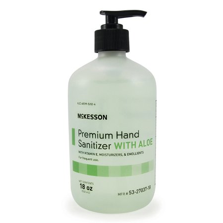 McKesson Hand Sanitizer with Aloe McKesson Premium 18 oz. Ethyl Alcohol Gel Pump Bottle - Each - 53-27037-18-EA