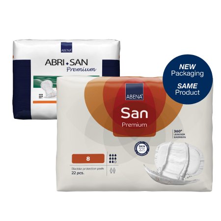 Abena North America Incontinence Liner Abri-San™ Premium 25 Inch Length Moderate Absorbency Fluff / Polymer Core Level 8 - Bag of 21 - 9382-BG